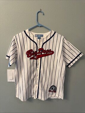 Vintage Kids Big Dogs White Pinstripe Baseball Jersey Size 12/14